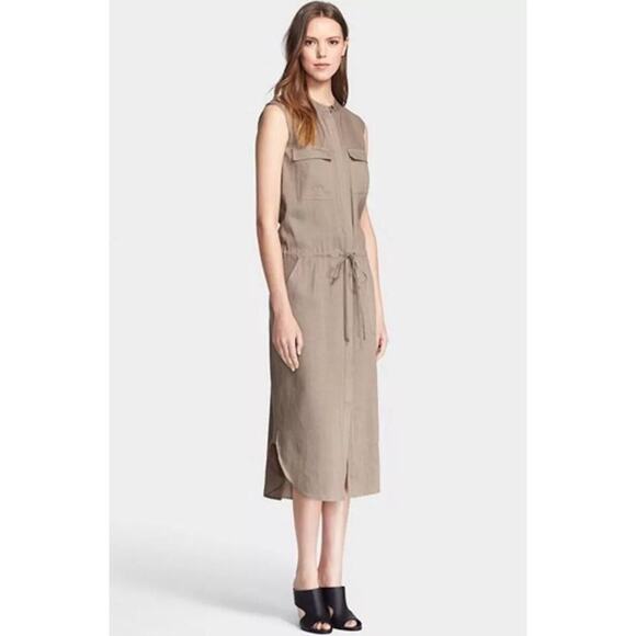Vince Linen-Blend Cargo Midi Dress - Picture 1 of 7